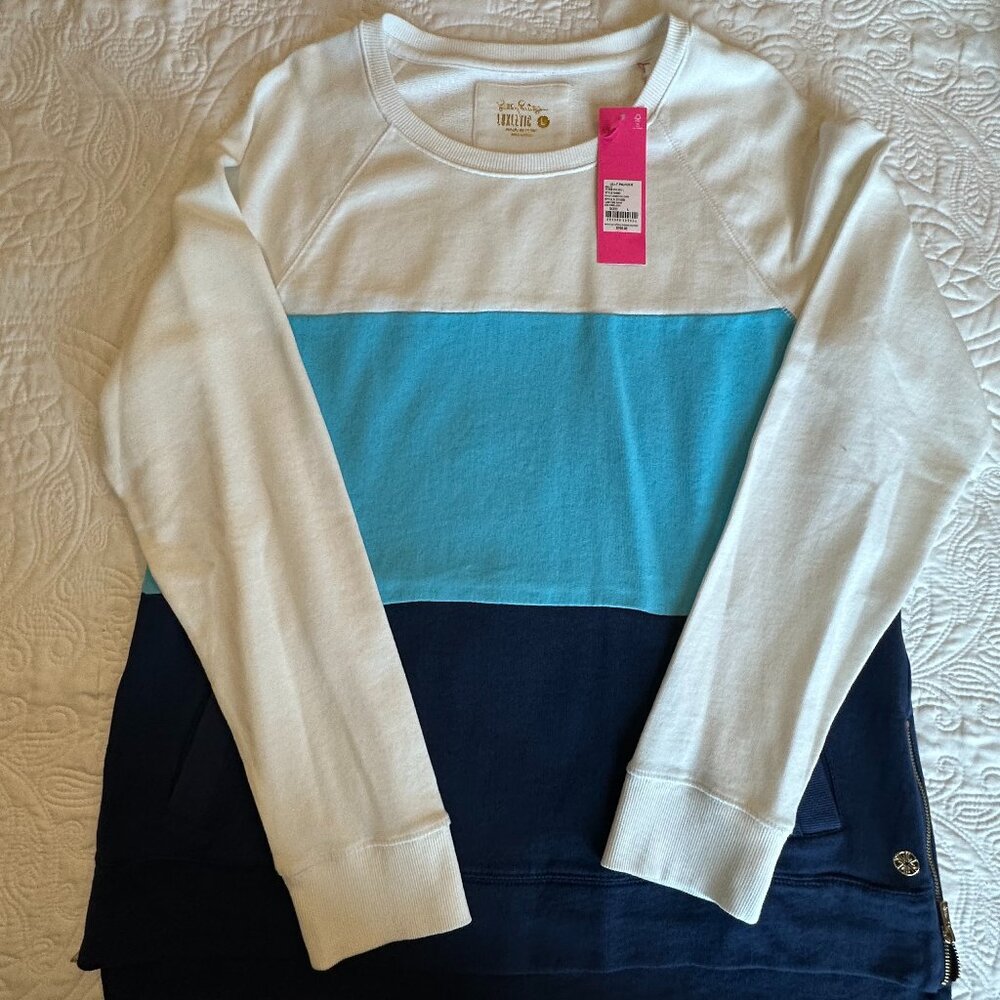NWT Lilly Pulitzer Beach Comber Pullover in Low tide Navy Colorblock - Size L